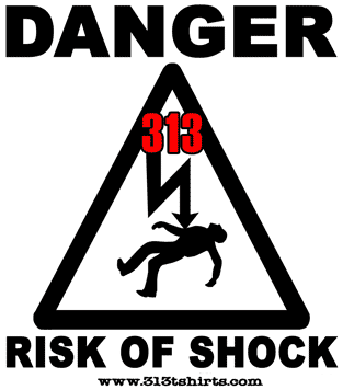 DANGER RISK OF SHOCK 313 T SHIRT