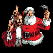 Selfie Santa and Jesus T-Shirt